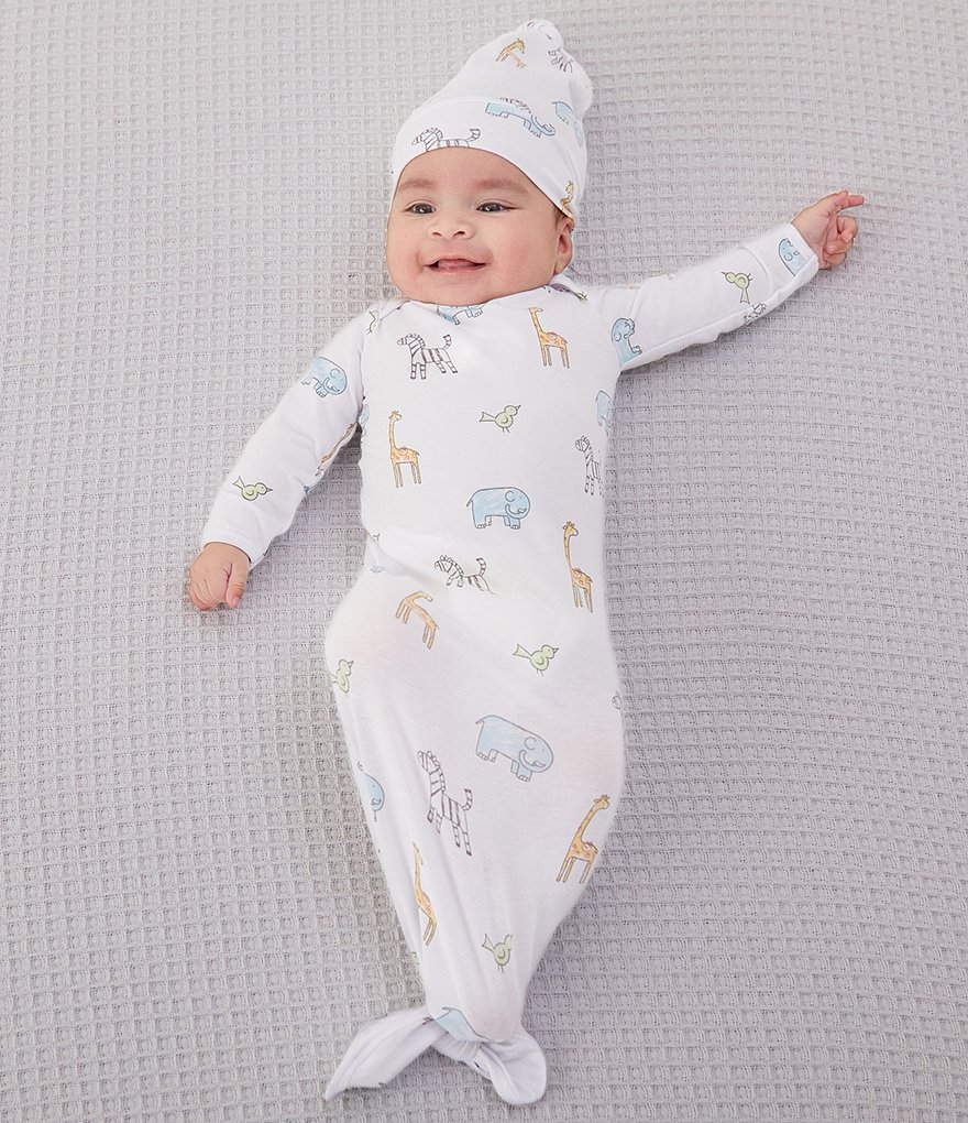 Aden + Anais Baby Newborn-3 Months Long-Sleeve Jungle Jammin Gown & Hat Set