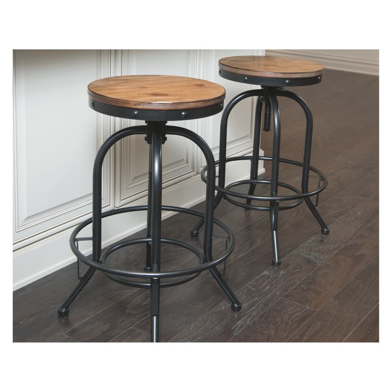 Set of 2 Pinnadel Swivel 30" Barstool Metal/Light Brown - Signature Design by Ashley