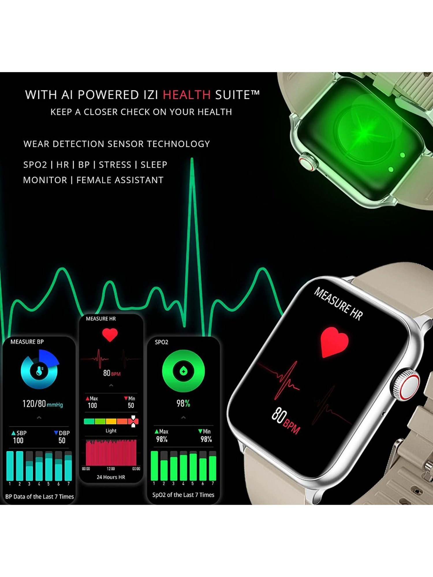 IZI Prime 1.78 inch 650 NITS Retina Amoled BT Calling Smartwatch (Starlight Gold)