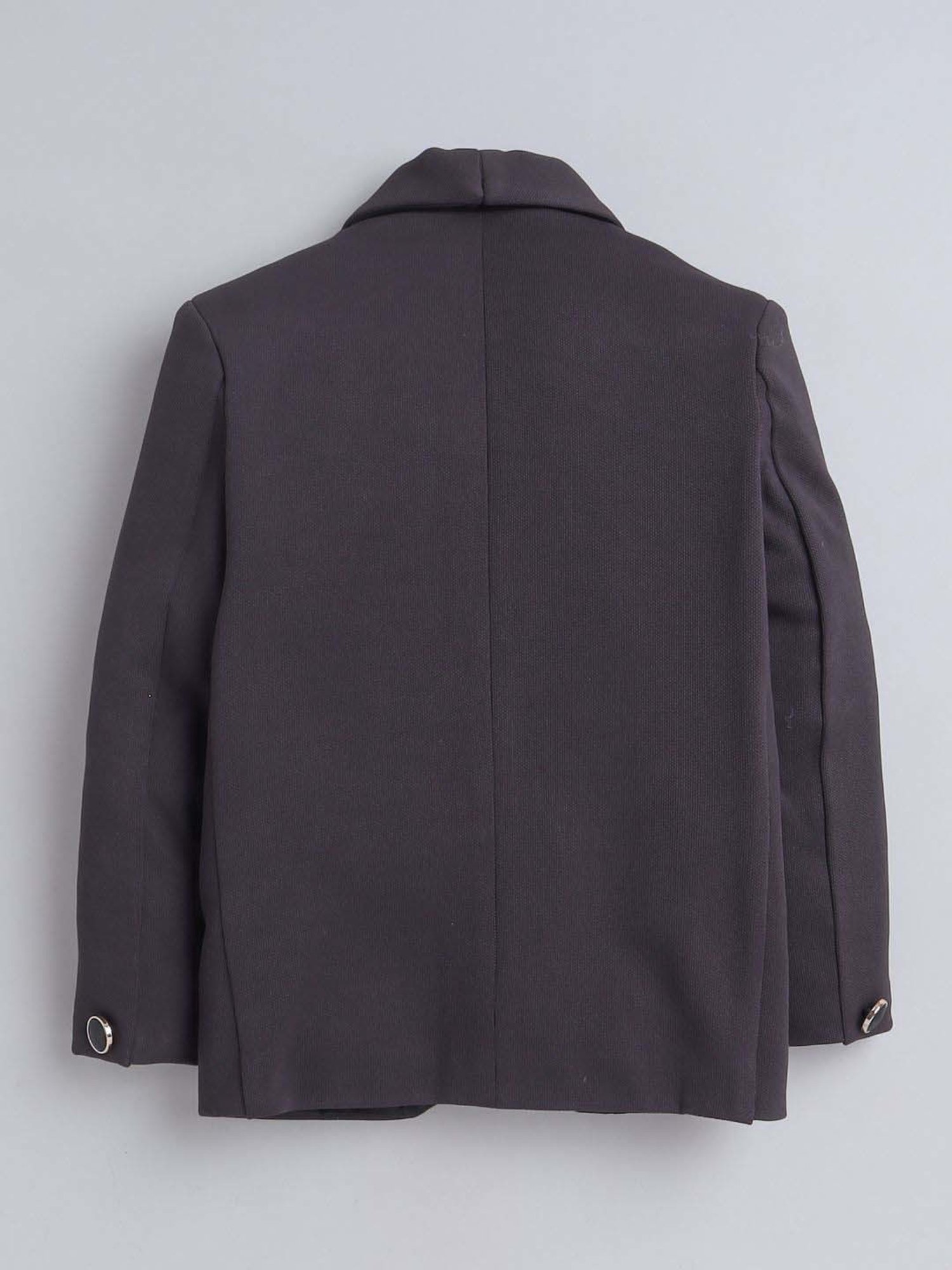 Fourfolds Boys Darkgrey Solid Full Sleeves Blazer
