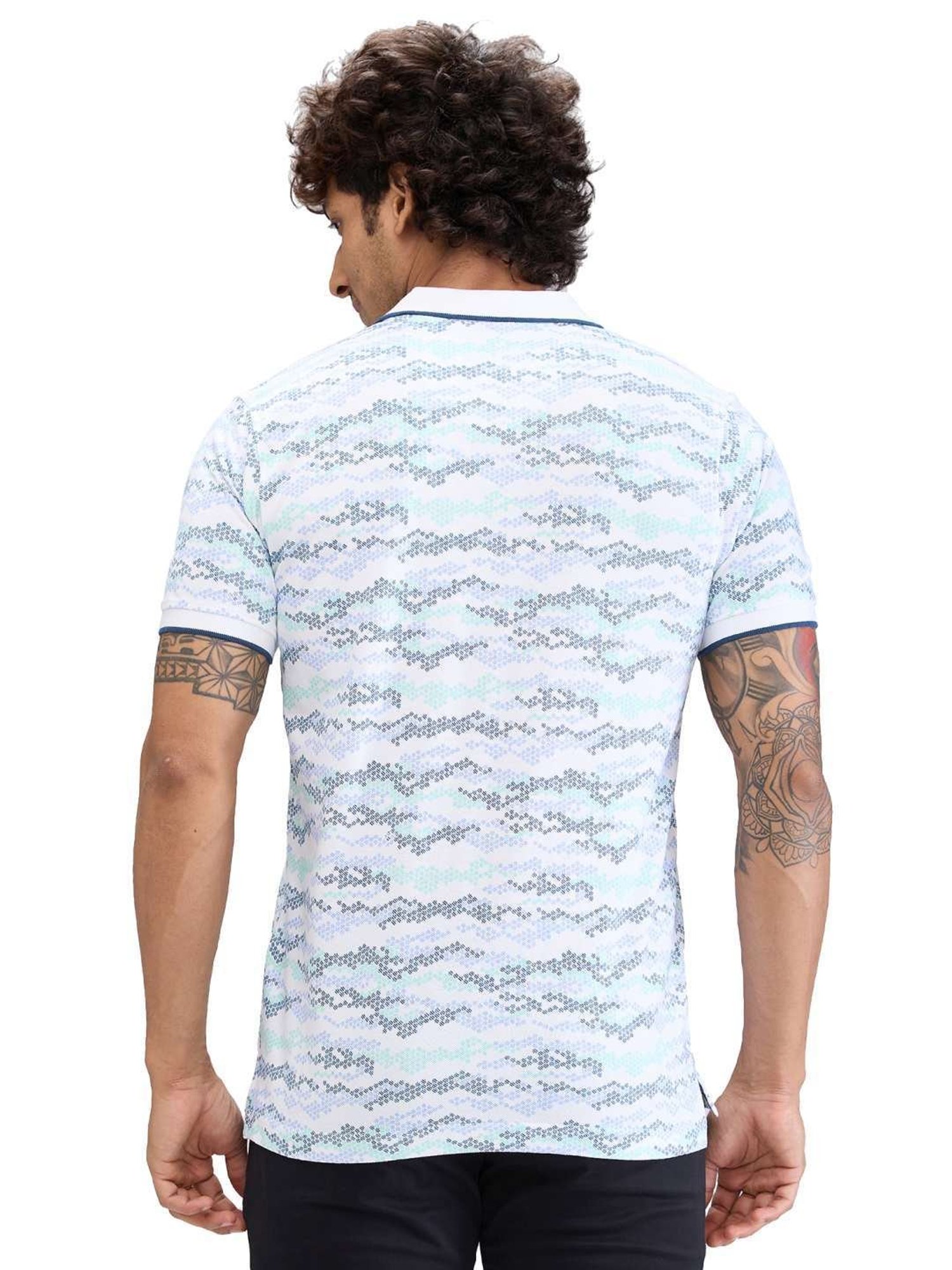 Colorplus White Regular Fit Printed Polo T-Shirt