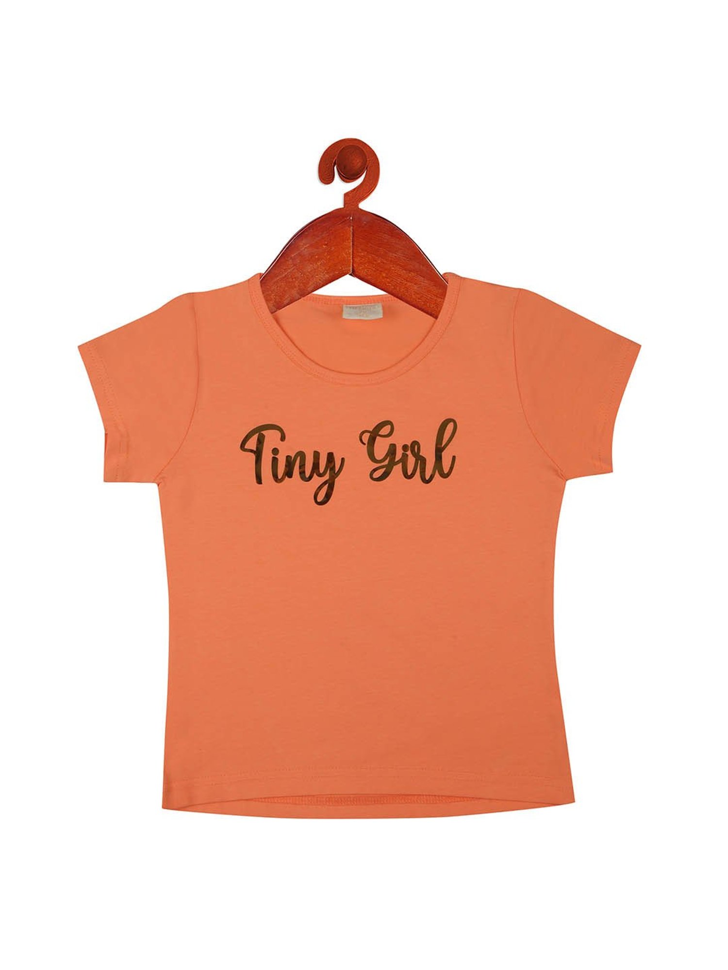 Tiny Girl Orange Printed T-Shirt