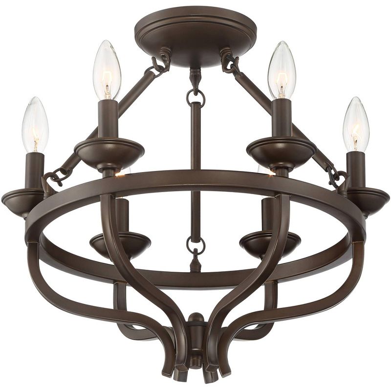 Barnes and Ivy Ceiling Light Semi Flush Mount Fixture Oil Rubbed Bronze 17 3/4" Wide 6-Light Bedroom Kitchen Living Room Hallway