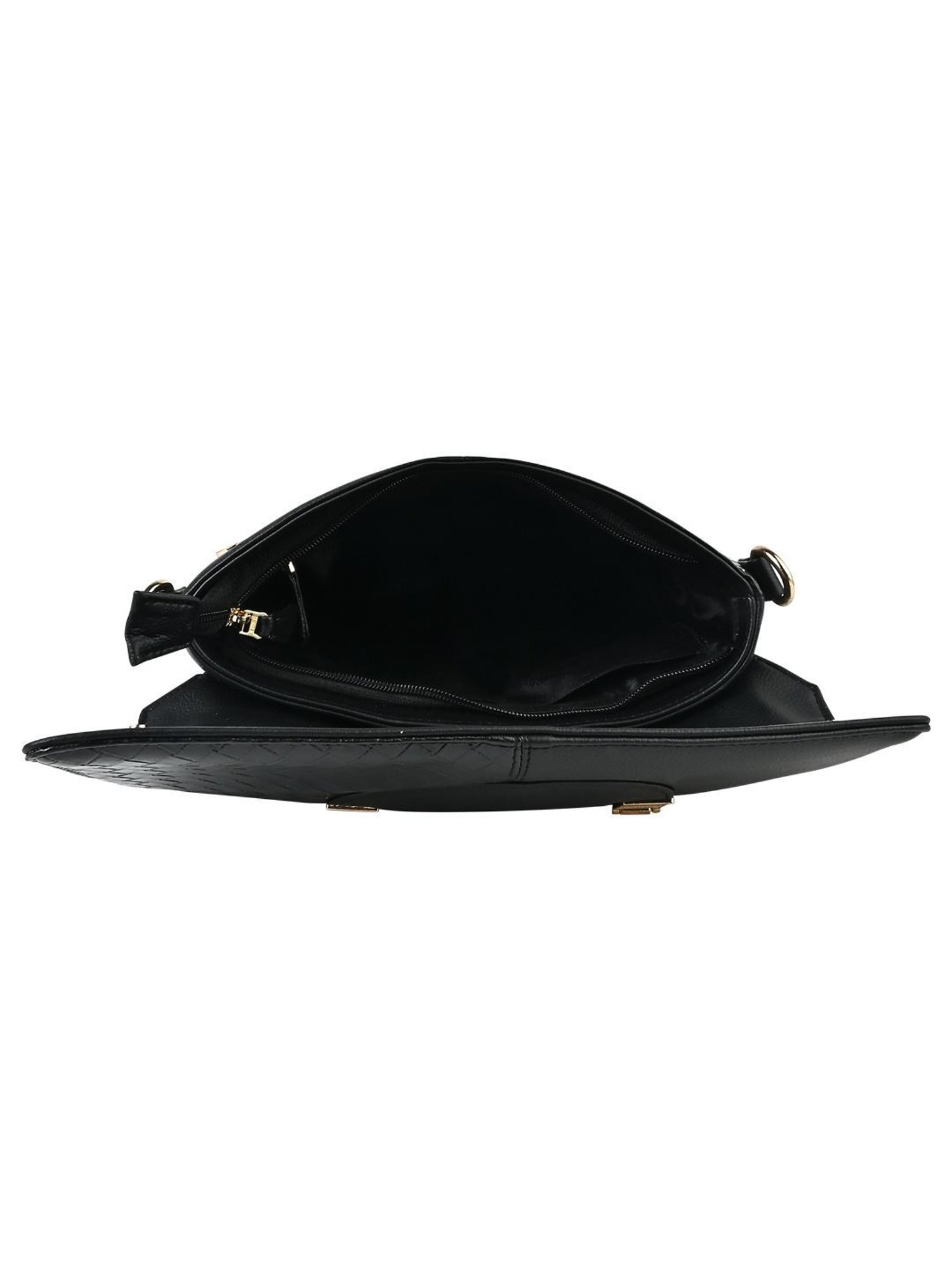 Horra Black Textured Medium Satchel Handbag