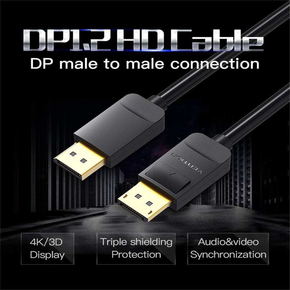 Vention DP Male to Male Cable Displayport Cable DP to DP Cable Computer TV Adapter Display Port Connector for PC Macbook HDTV Projector 4K@60Hz