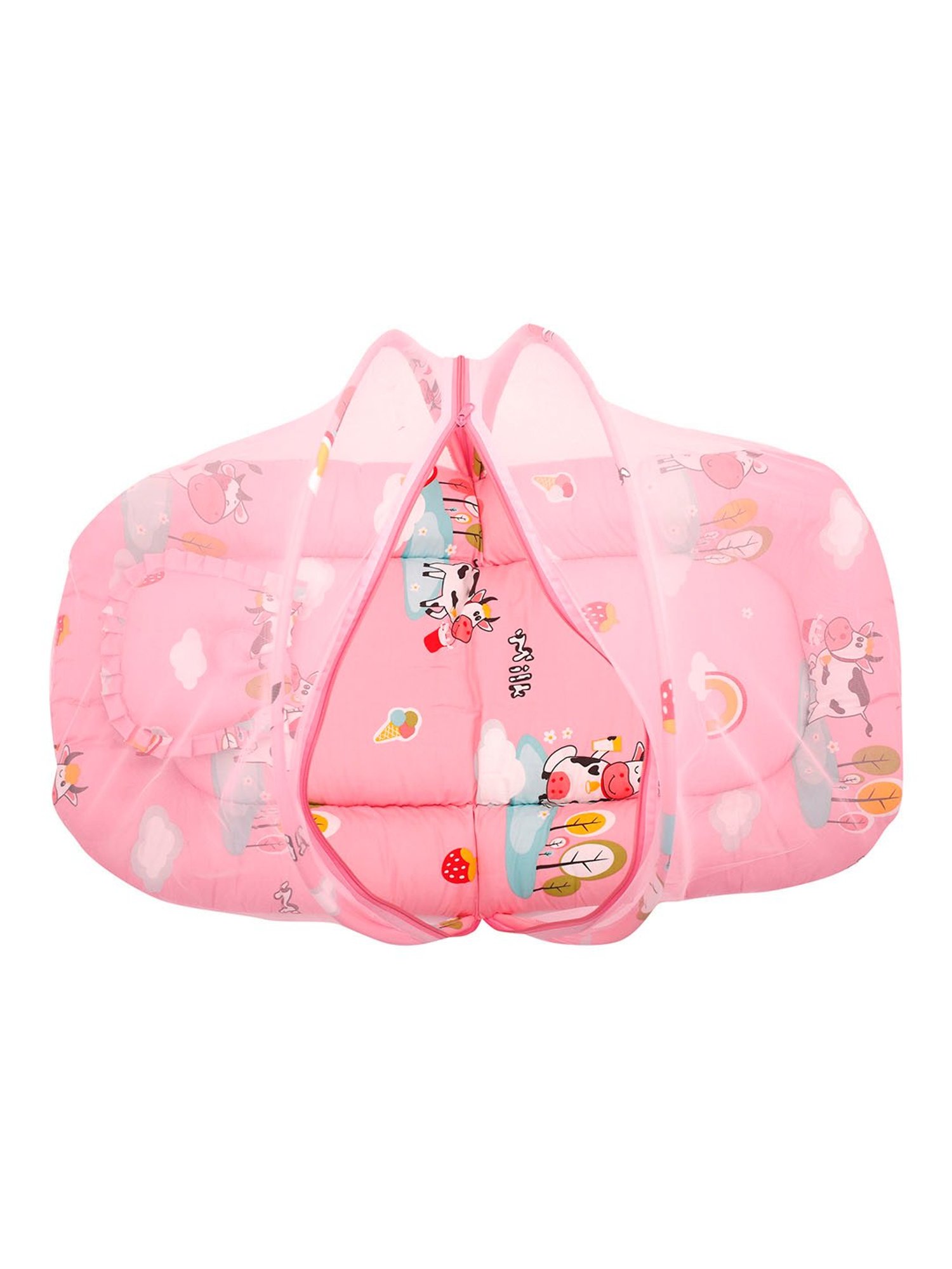 Baby Moo Tent Mattress Set with Neck Pillow Milkaholic Peach