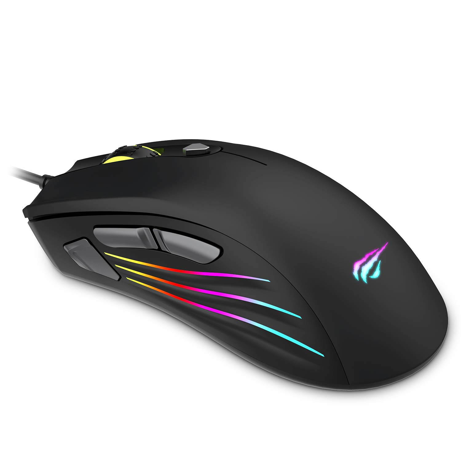 Havit Gaming Mouse 5 DPI(800,1600,2400,4800,7200) 7 RGB Light 1000Hz Polling Rate Computer Ergonomic Wired USB Programmable Mice for Laptop Desktop PC Gamer