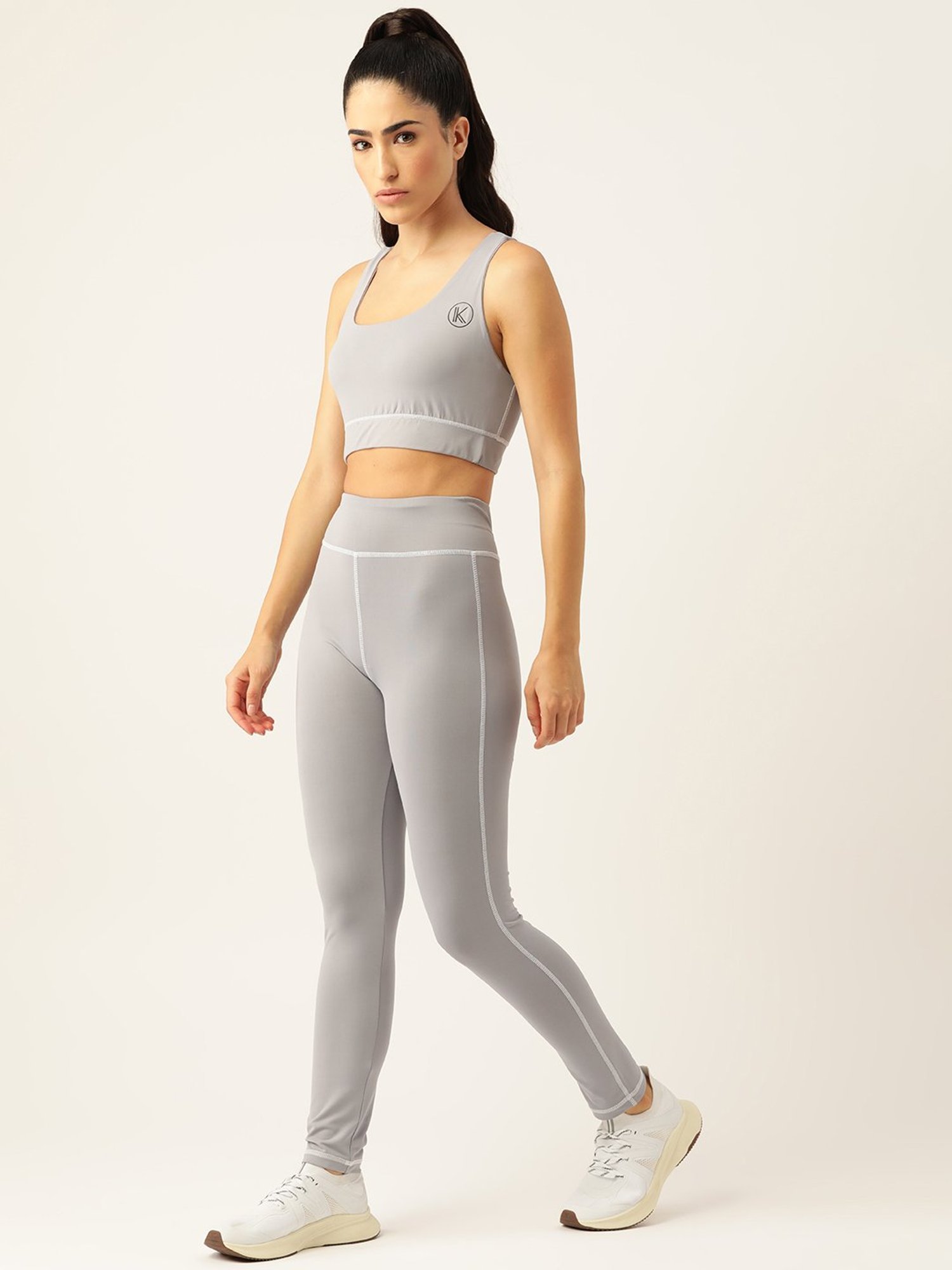 Kotty Light Grey Polyester Logo Print Tracksuit