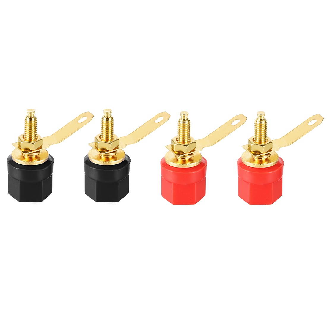2 Pairs Binding Post Terminal, M4 Thread Power Amplifier Speaker Connector, Banana Plug Jack Socket 1.14-inch Length