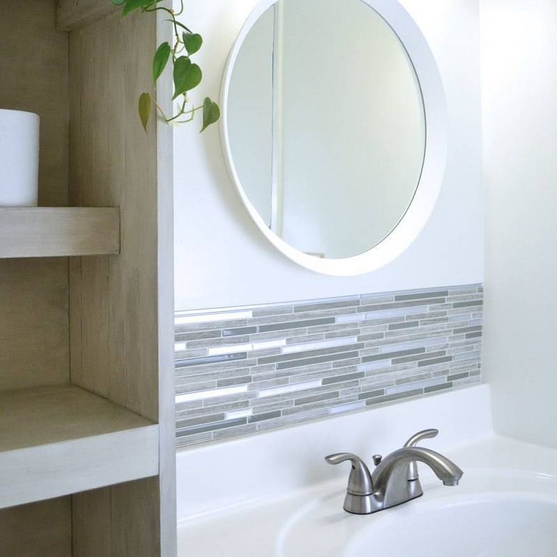 Smart Tiles 3D Peel and Stick Backsplash 4 Sheets of 9.88" x 9.70" Kitchen and Bathroom Wallpaper Capri Taupe