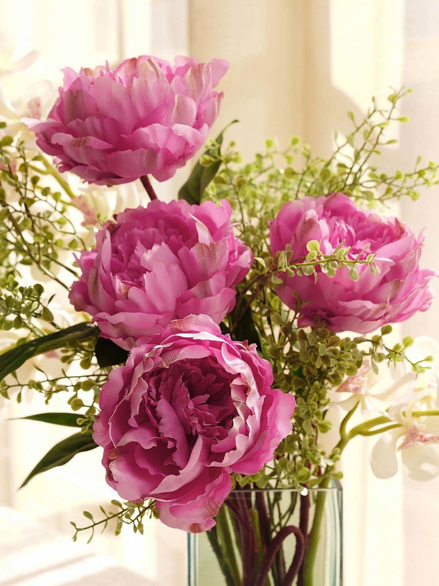 Pure Home and Living Dark Pink Plastic Artificial Peony Flower Stem