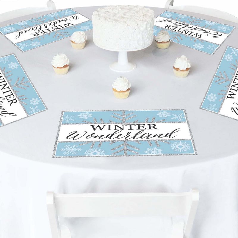 Big Dot of Happiness Winter Wonderland - Party Table Decorations - Snowflake Holiday Party and Winter Wedding Placemats - Set of 16