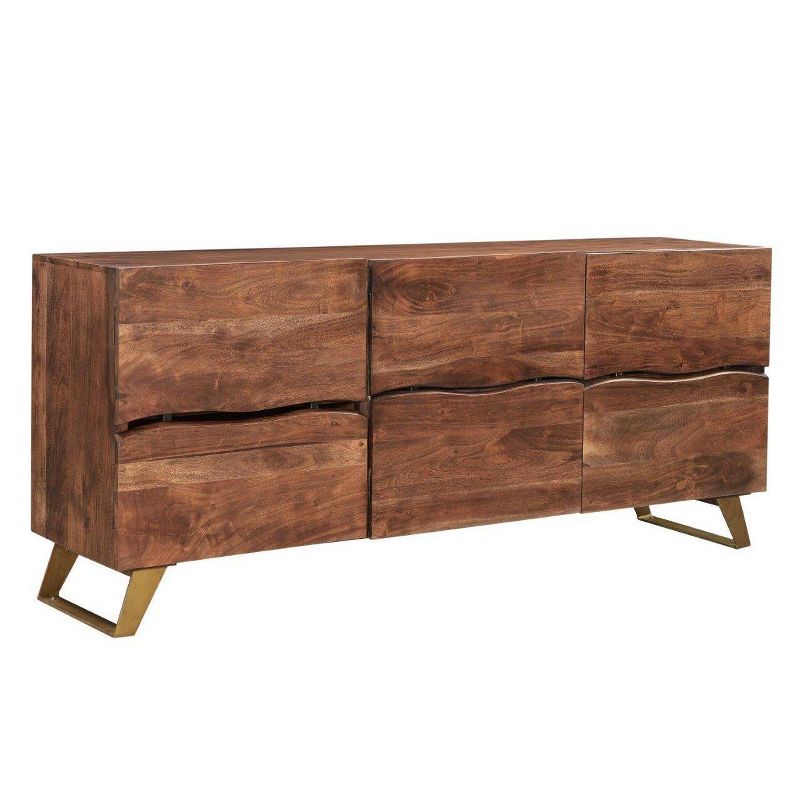 Seesham Wood 3 Doors live Edge Sideboard Gold - Timbergirl