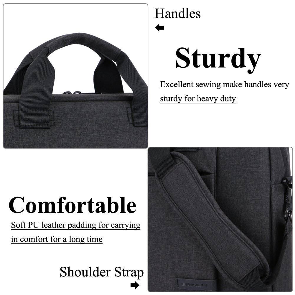 BRINCH Laptop Bag 13.3 Inch, Stylish Fabric Laptop Messenger Shoulder Bag Case Briefcase for 13 - 13.3 Inch Laptop / Notebook / MacBook / Ultrabook / Chromebook Computers (Black)