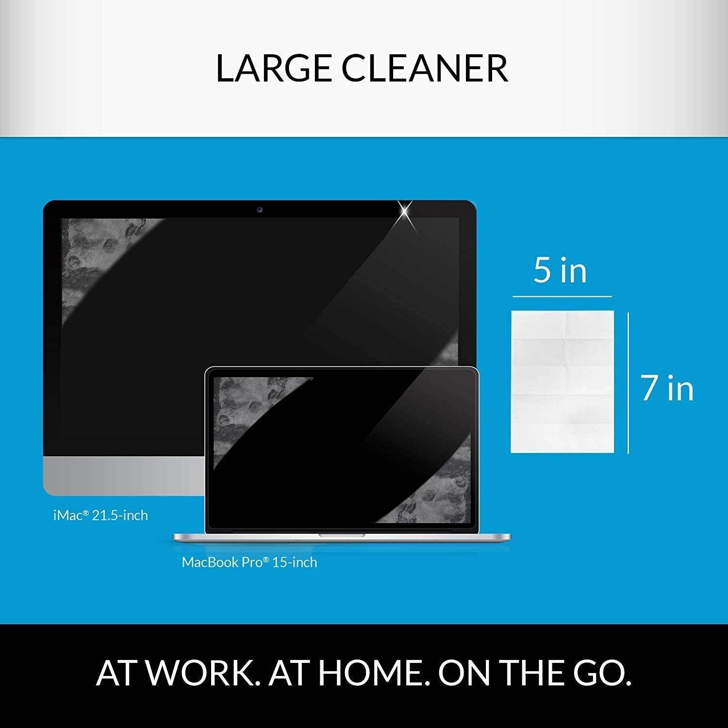 iCloth Monitor, Lens and Screen Cleaner Pro-Grade Individually Wrapped Wet Wipes, Wipes for Cleaning Several Small Electronic Device and Flat Screen TV's and Monitors, 64 Wipes