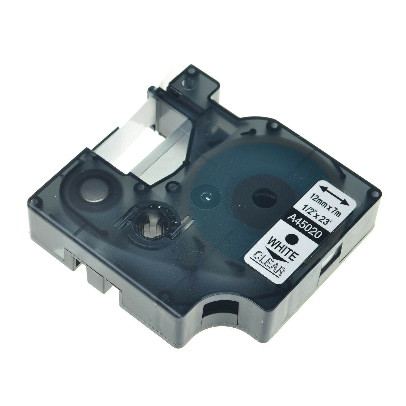 5PK White on Clear Label Tape 12mmx7m For DYMO D1 45020 LabelManager 200 400 450