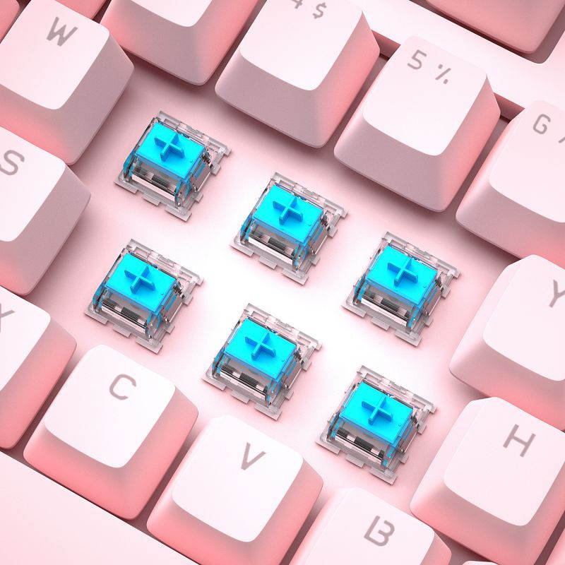 Mechanical Pink Gaming Keyboard Magegee MK-Armor LED Rainbow Backlit and Wired USB 104 Keys Keyboard with Blue Switches, for Windows PC Laptop Game