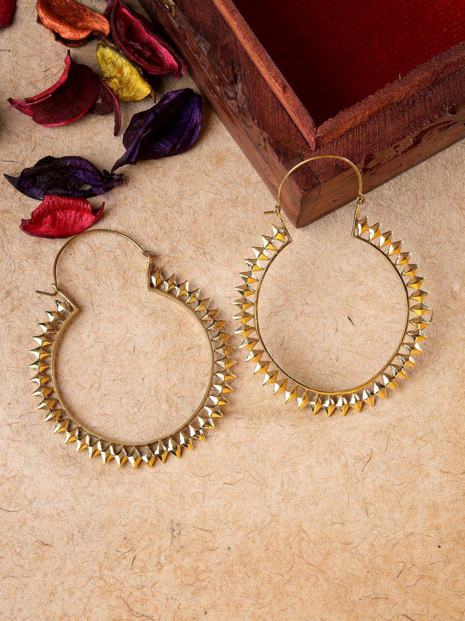 NVR Golden Full Circular Bali Earrings for Women