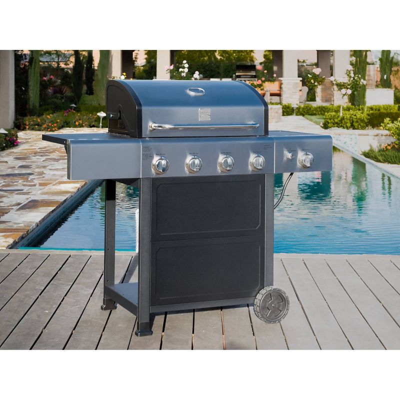 Kenmore PG-40406S0L 4 Burner Open Cart Grill with Side Burner - Stainless Steel and Black