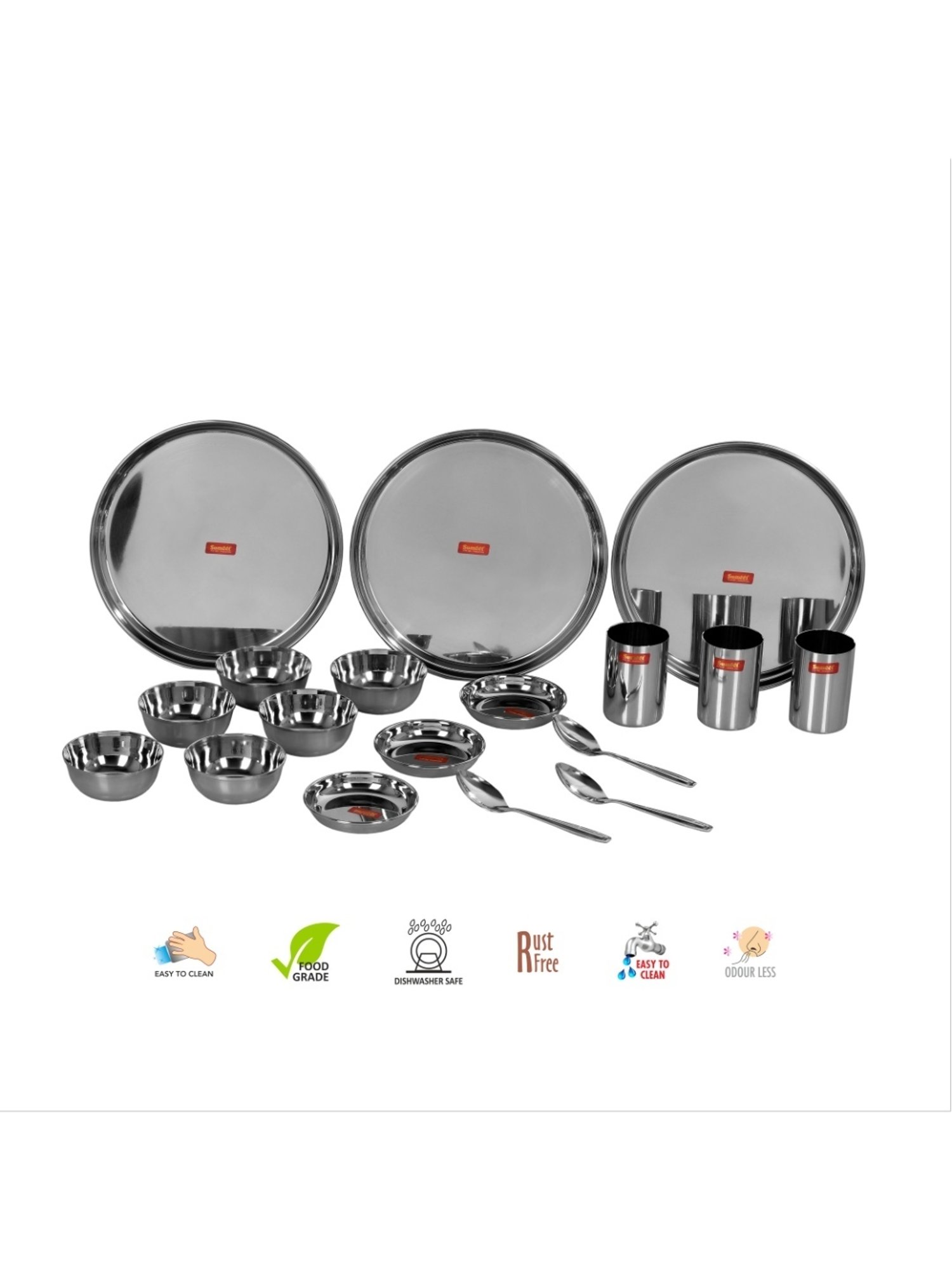 Cello White & Rust Glass Dinner Set