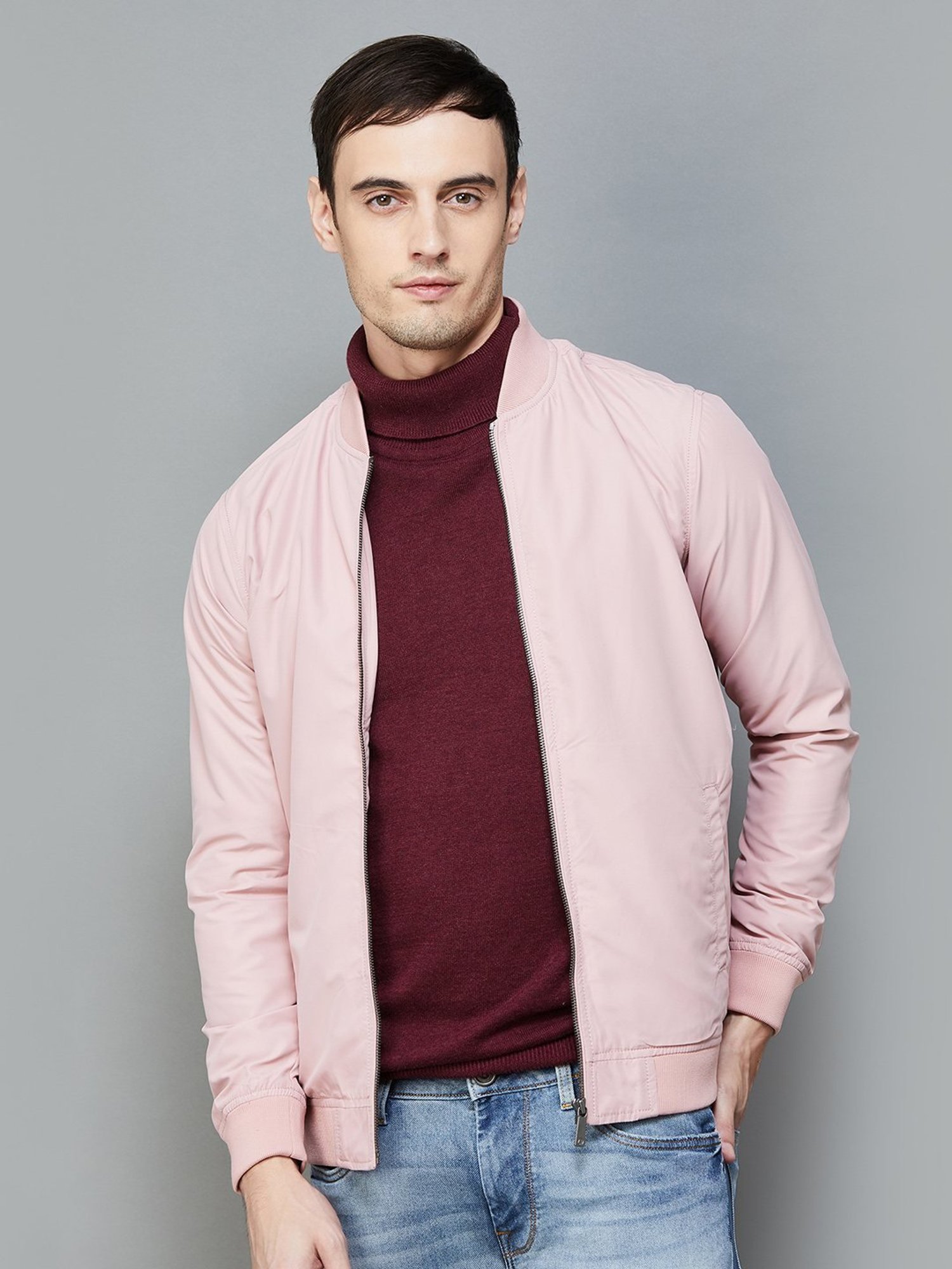 BOSSINI Pink Regular Fit Bomber Jacket