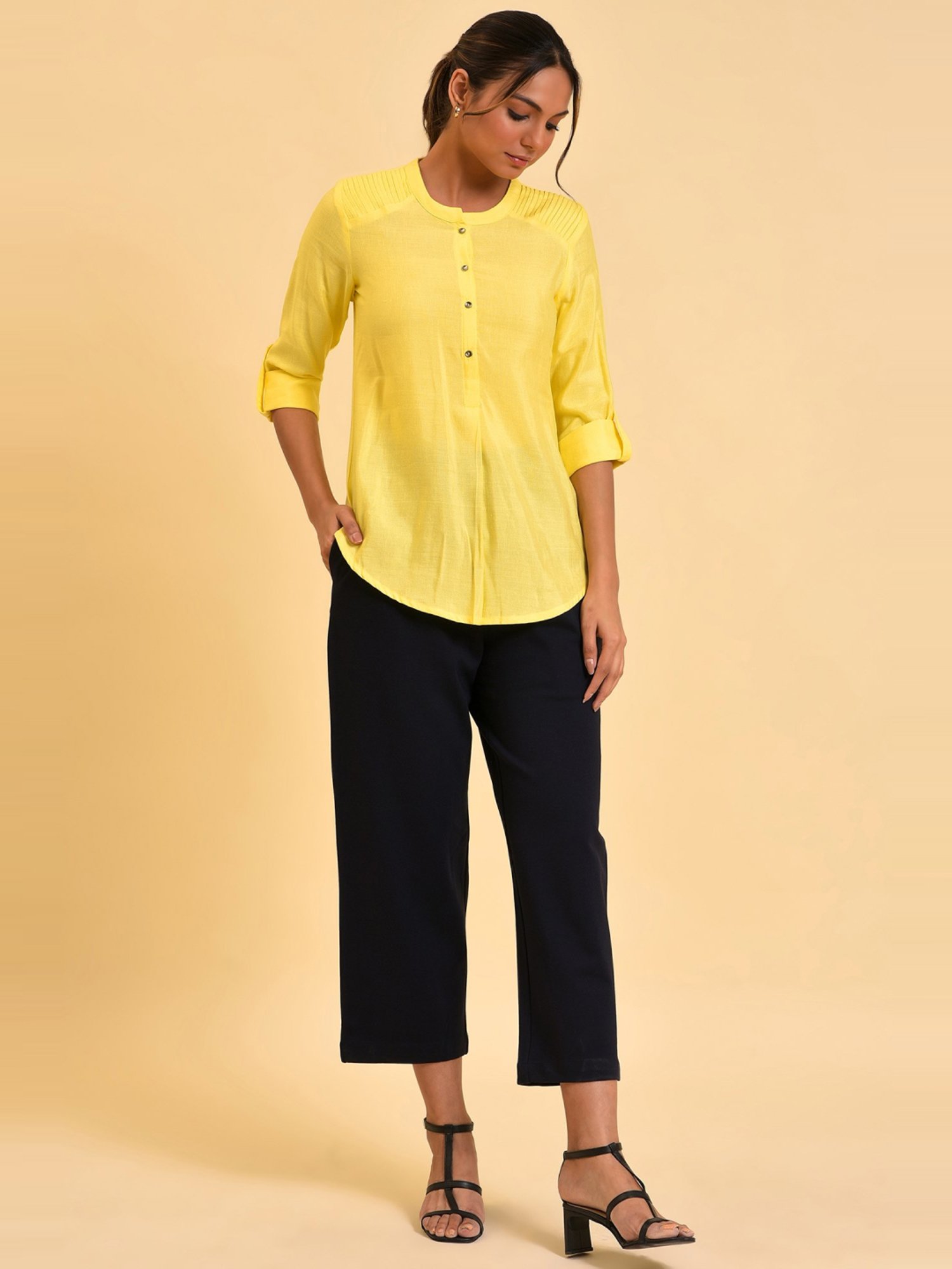 W Yellow Regular Fit Top