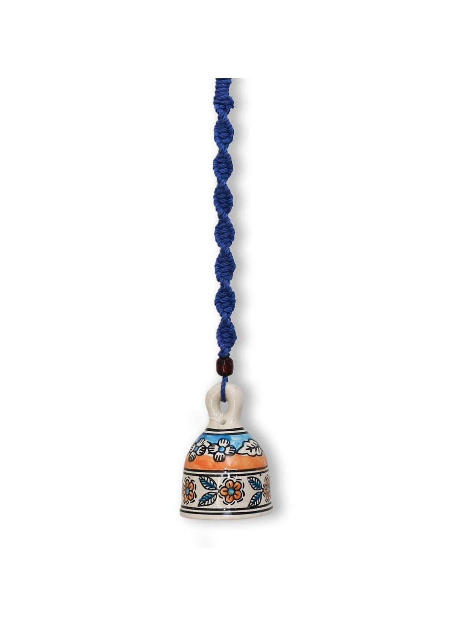 Gathari Blue Ceramic Wall Hanging Macrame Bell