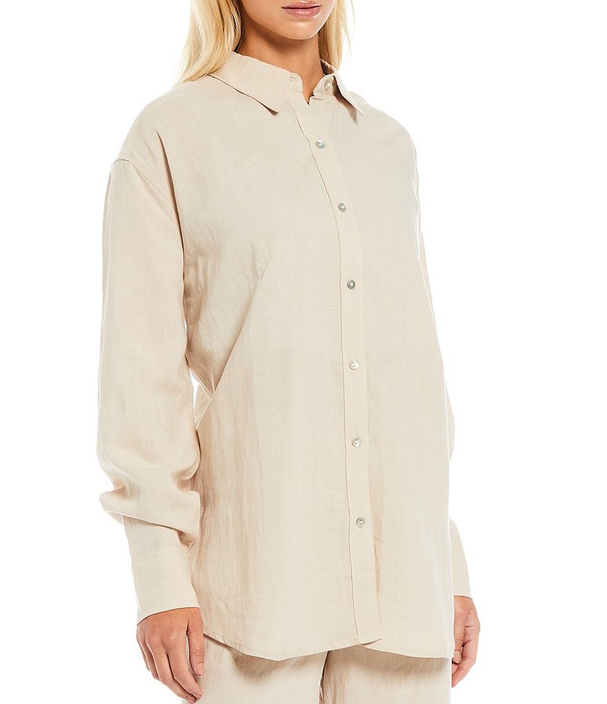 NIA Oversized Linen Button Front Coordinating Top