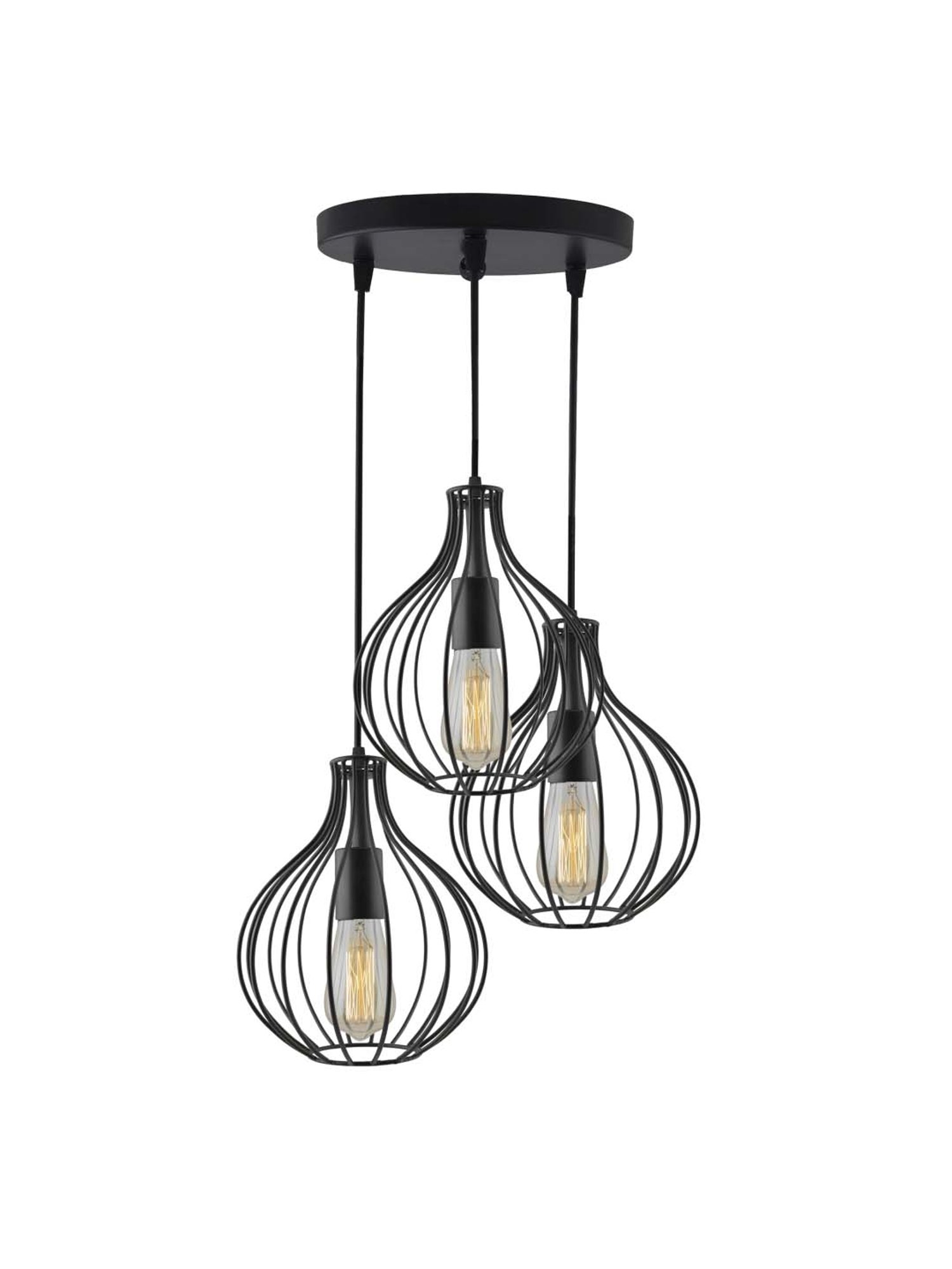 Homesake 3-Lights Round Cluster Black Metal Crown Pendant Light - Set of 1 (Bulb not included)
