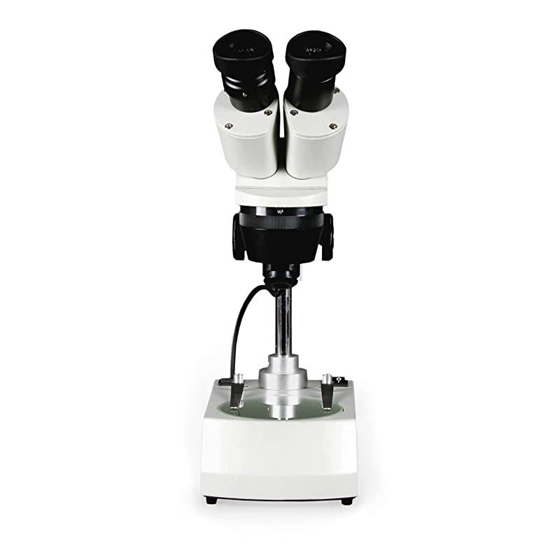 VMS0002-LD-234-ES2 Tri-Power Binocular Stereo Microscope, 2X, 3X, 4X Objectives, Pair of 10x and Pair of 20x WF Eyepieces, 20x, 30x, 40x, 60x, 80x Magnification, Top and Bottom LED