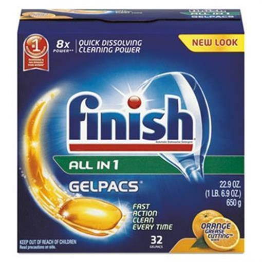 Finish 81053CT Dish Detergent & Orange Scent Gelpacs - 32 per Box Box of 8