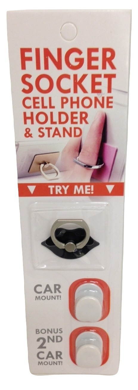 Decorative Black Lips Design Cell Phone Ring Holder & Stand with Car Mounts Compatible with All Mobile Devices