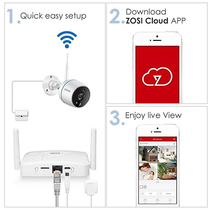 Wireless Security Cameras System with Hard Drive 1TB, 1080P Network Video Recorder with 4PCS 720P Auto Match Weatherproof IP Cameras with 100ft Night Vision,Motion Detection, Remote Access