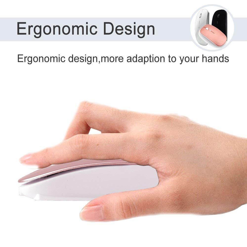 2win2buy Rechargeable Wireless Mouse,2.4G Optical Sensor Ultra Slim Mice + USB Receiver for Notebook, PC, Laptop, Computer, Macbook (Rose Gold)