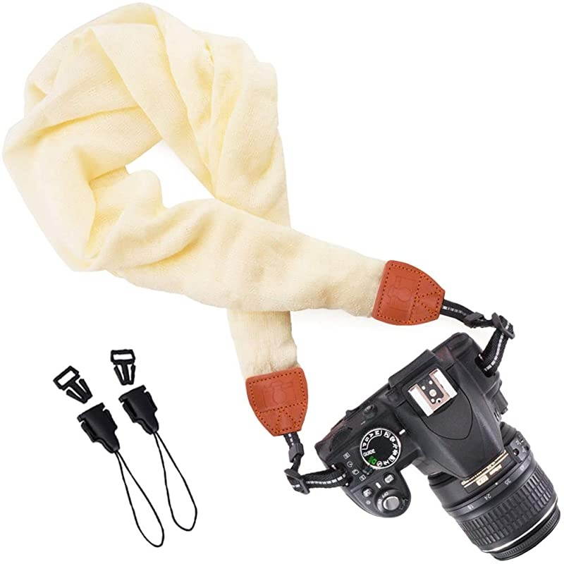 Soft Scarf Camera Neck Shoulder Strap Belt Compatible with All DSLRSLRDigital Camera DC Instant CameraPolaroid EtcYellow