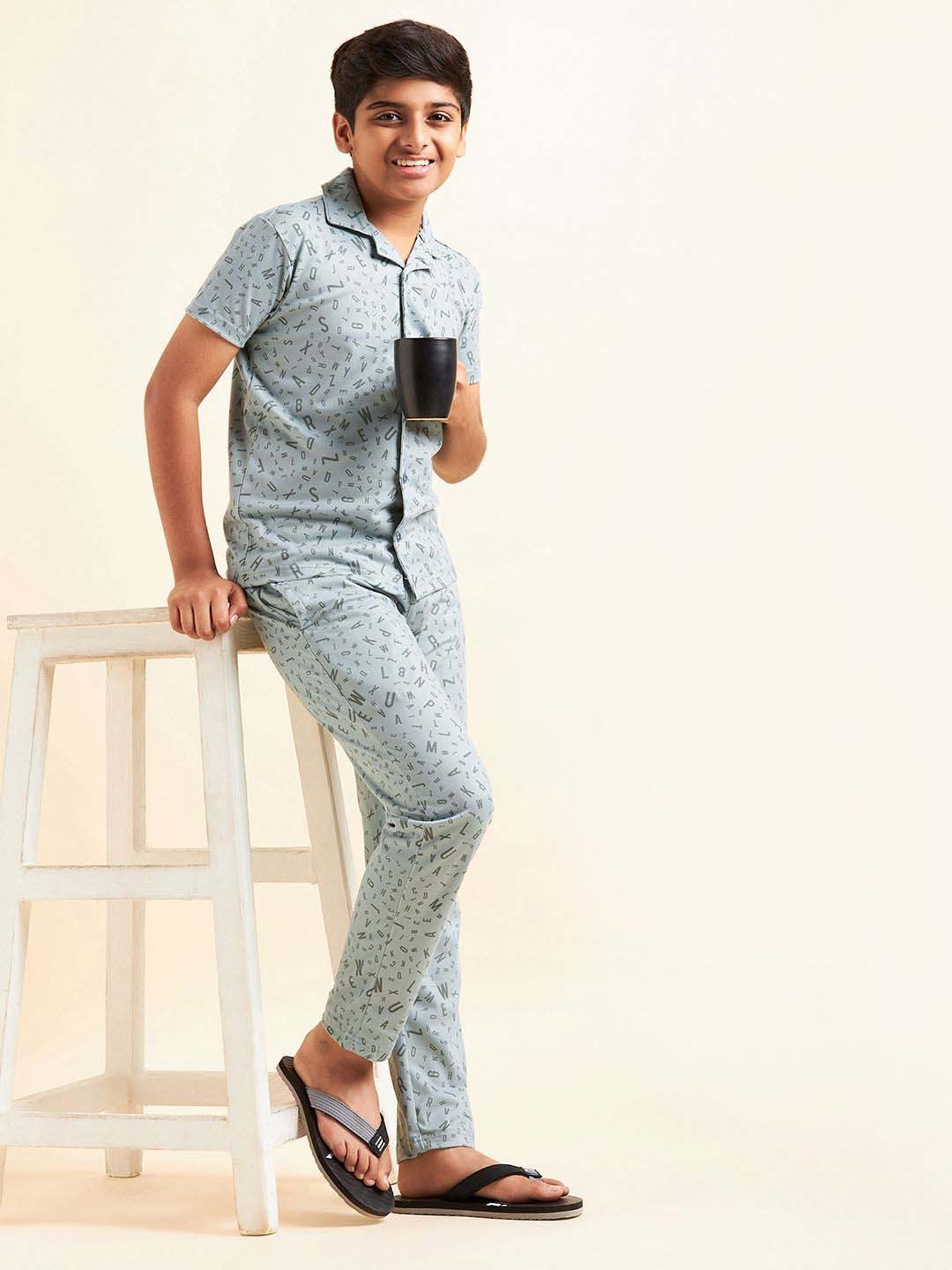 Sweet Dreams Kids Blue Cotton Printed Shirt Set