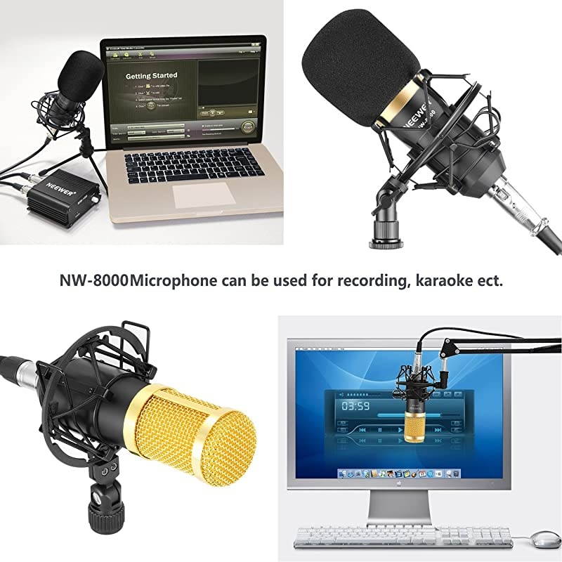 Professional Studio Condenser Microphone and Adjustable Suspension Scissor Arm Stand NW8000