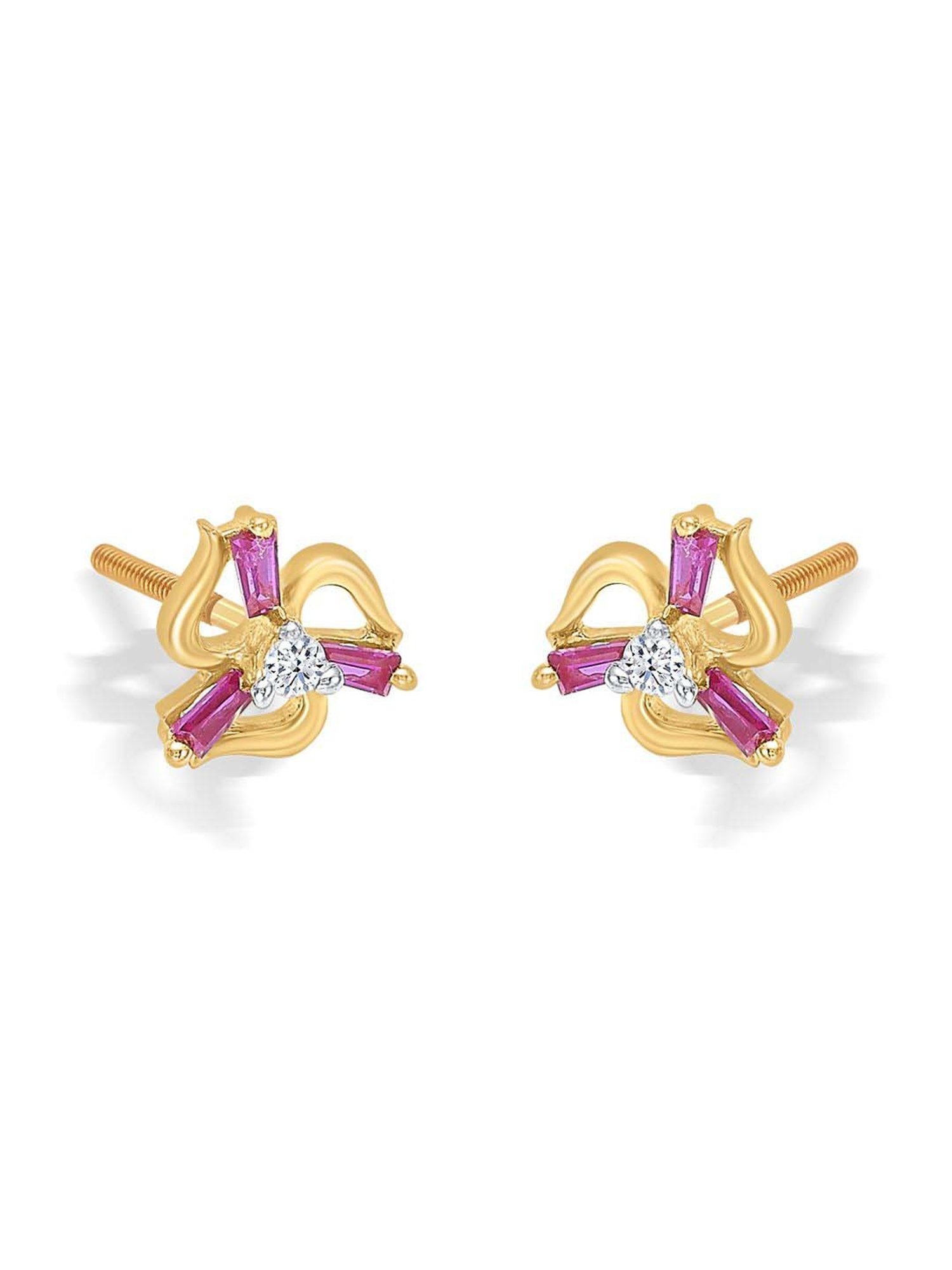 P.N.Gadgil Jewellers 22 Karat (916) BSI Hallmarked Yellow Gold Blossom Beams Kids Earring For Kid