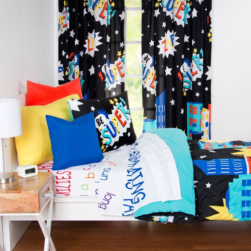 Be Super 84" Rod Pocket Curtain Panel - Leaning Linens