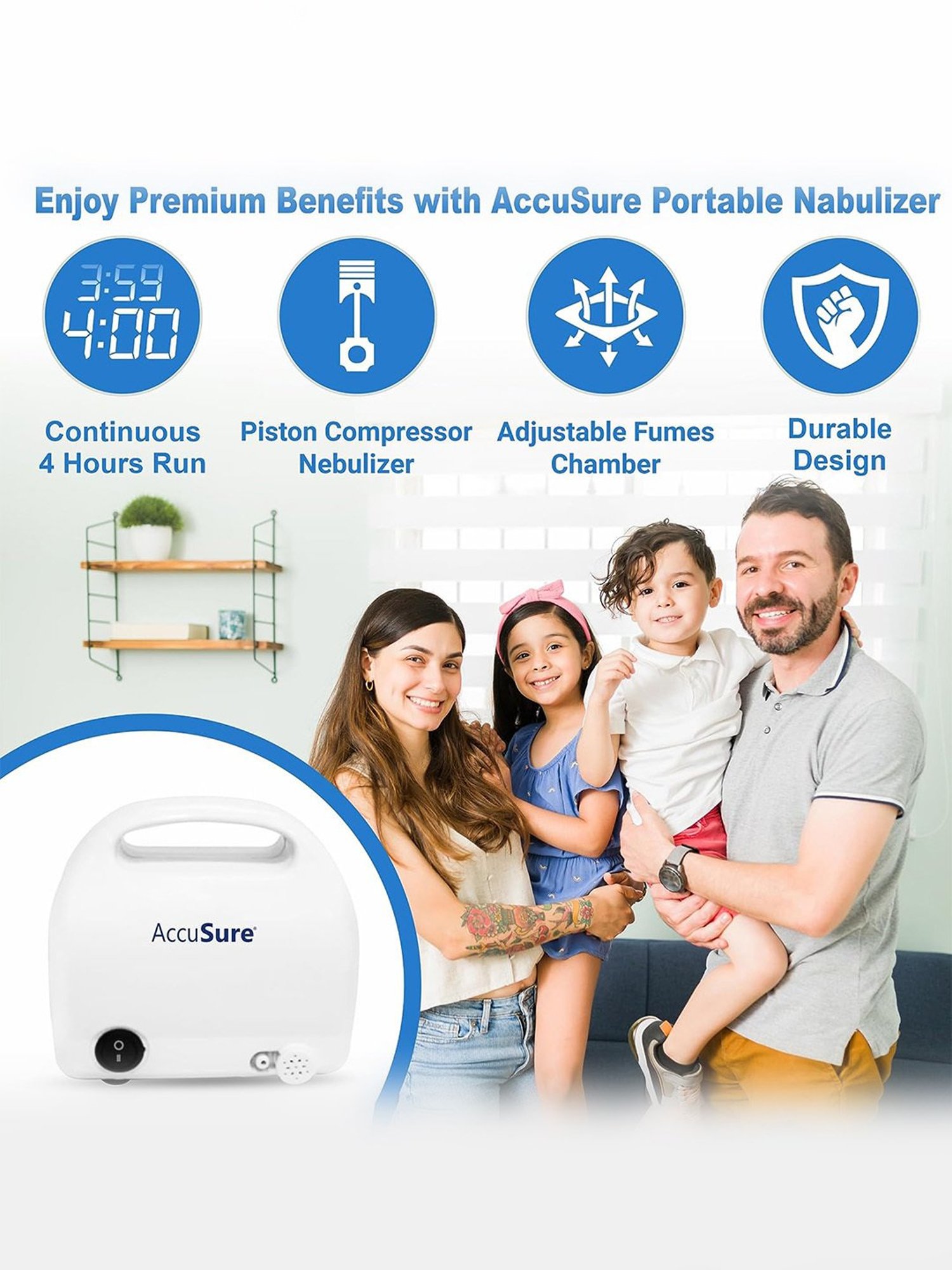 iGRiD IG1614N Compact Compressor Asthma Nebulizer (White)