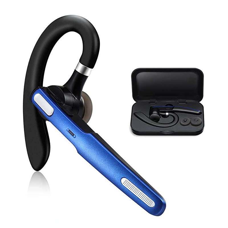 Bluetooth Headset  Wireless Bluetooth Earpiece V41 HandsFree Earphones with Stereo Noise Canceling Mic Compatible iPhone Android Cell Phones DrivingBusinessOffice Blue