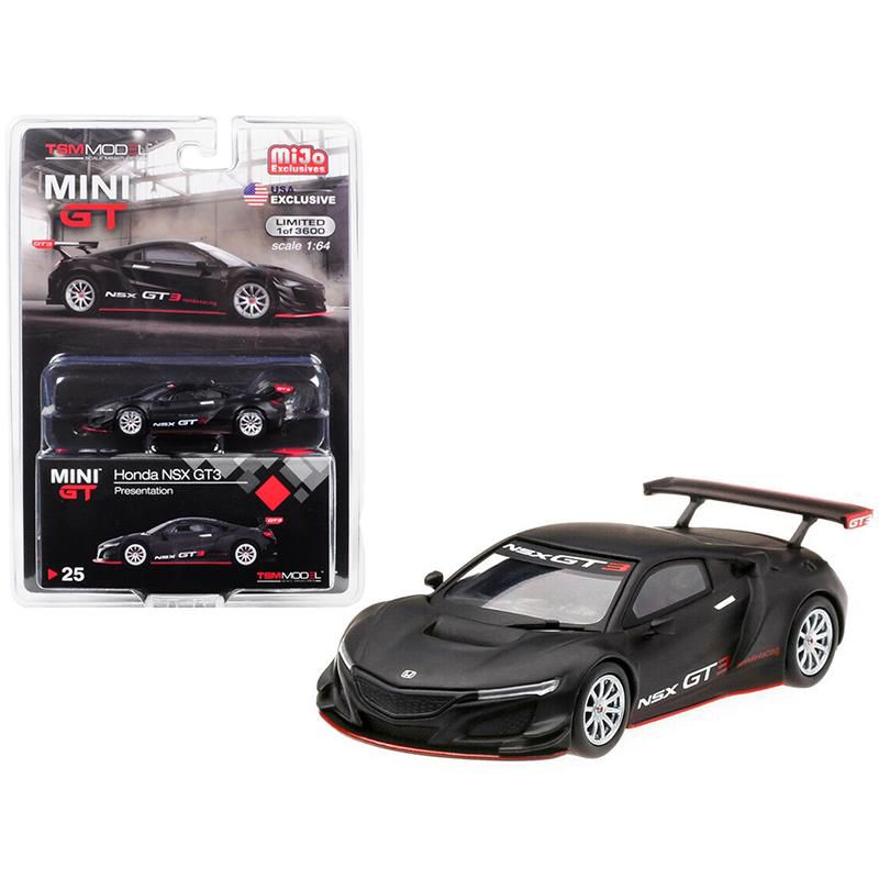 Honda NSX GT3 Presentation Matt Black Limited Edition to 3,600 pieces 1/64 Diecast Model Car by True Scale Miniatures