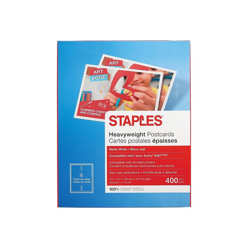 Staples Inkjet Postcards 5 1/2" x 4 1/4" Matte 400/Pack 610389