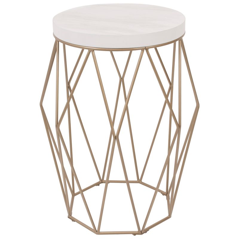 Geometric Wire Accent Table with Faux Marble Top Gold - Silverwood