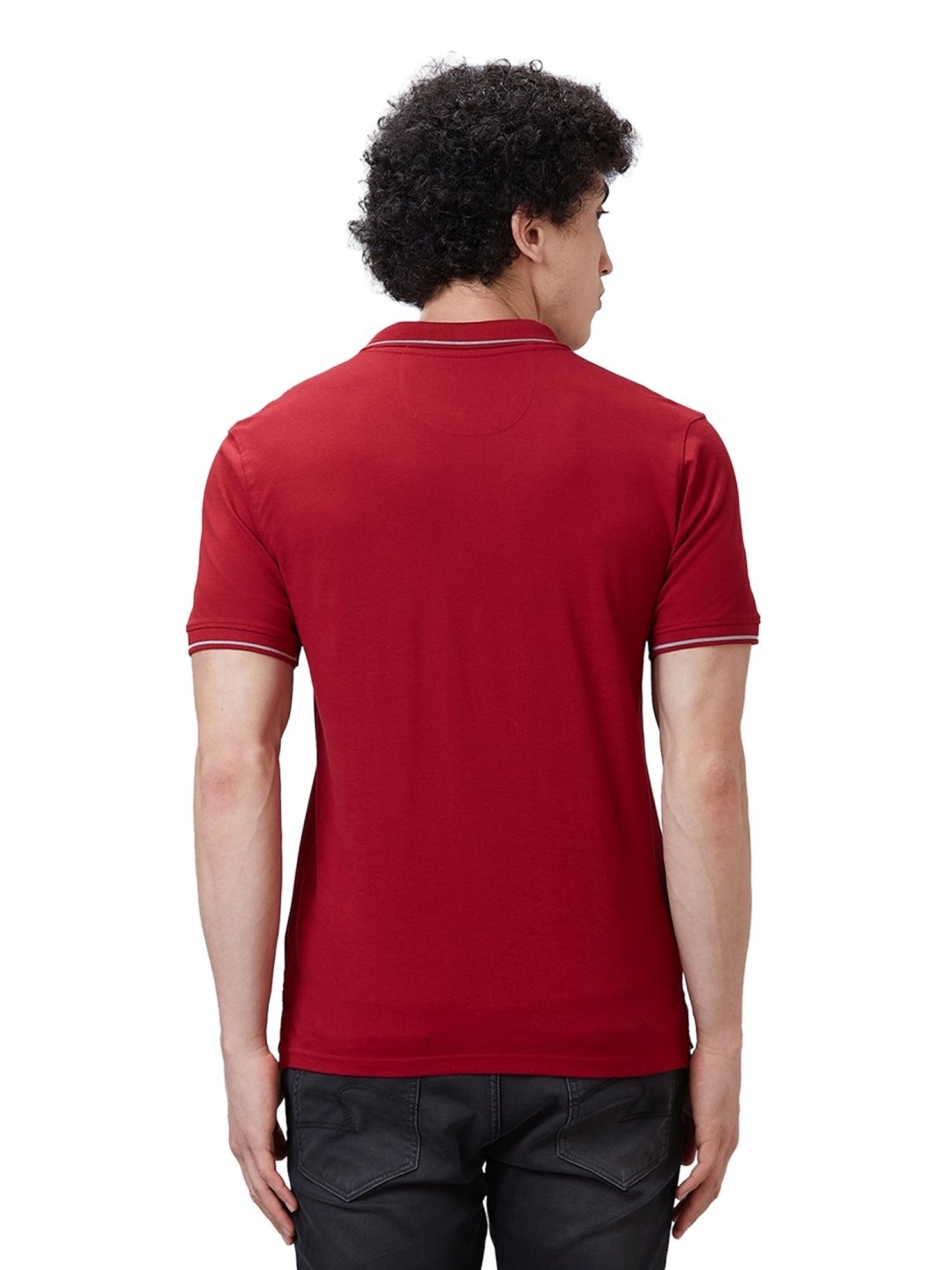 Raymond Maroon Cotton Contemporary Fit Polo T-Shirt