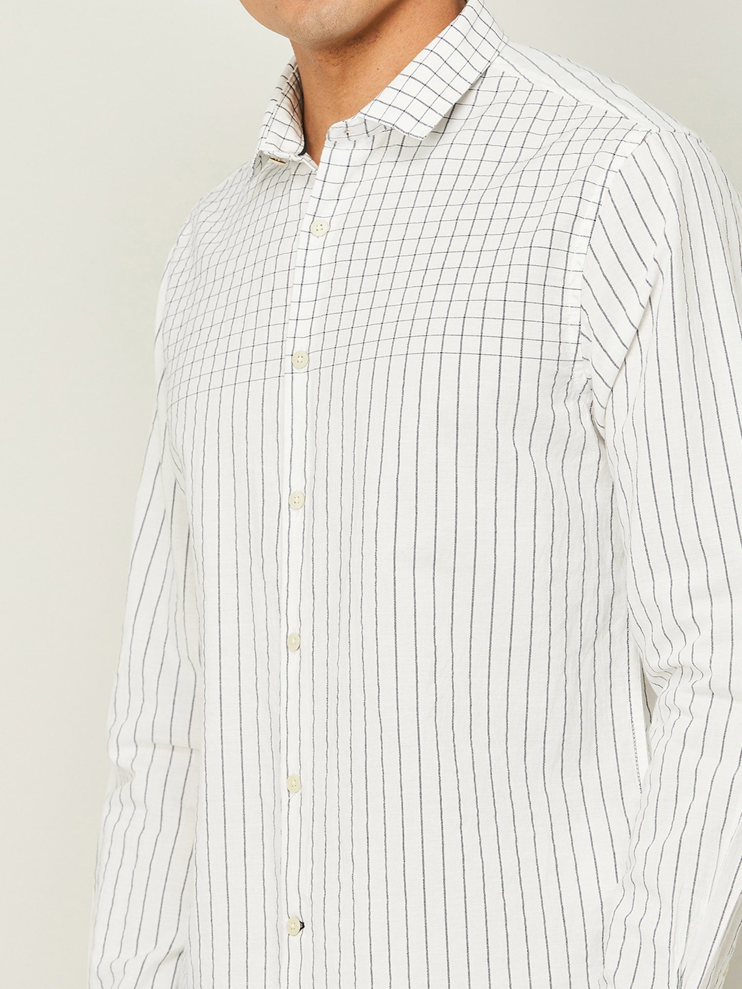 Melange by Lifestyle White Regular Fit Check Shirt