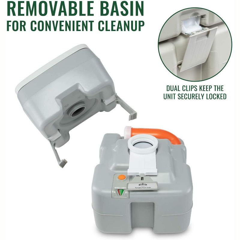 Hike Crew Advanced Portable Outdoor Camping and Travel Toilet &ndash; Adult Porta Potty w/Level Indicator, Rotating Spout, Pressure Valve, 3-Way Pistol Flush &ndash; for RV, Boat or Trailer &ndash; 5.3 Gallon (20L)