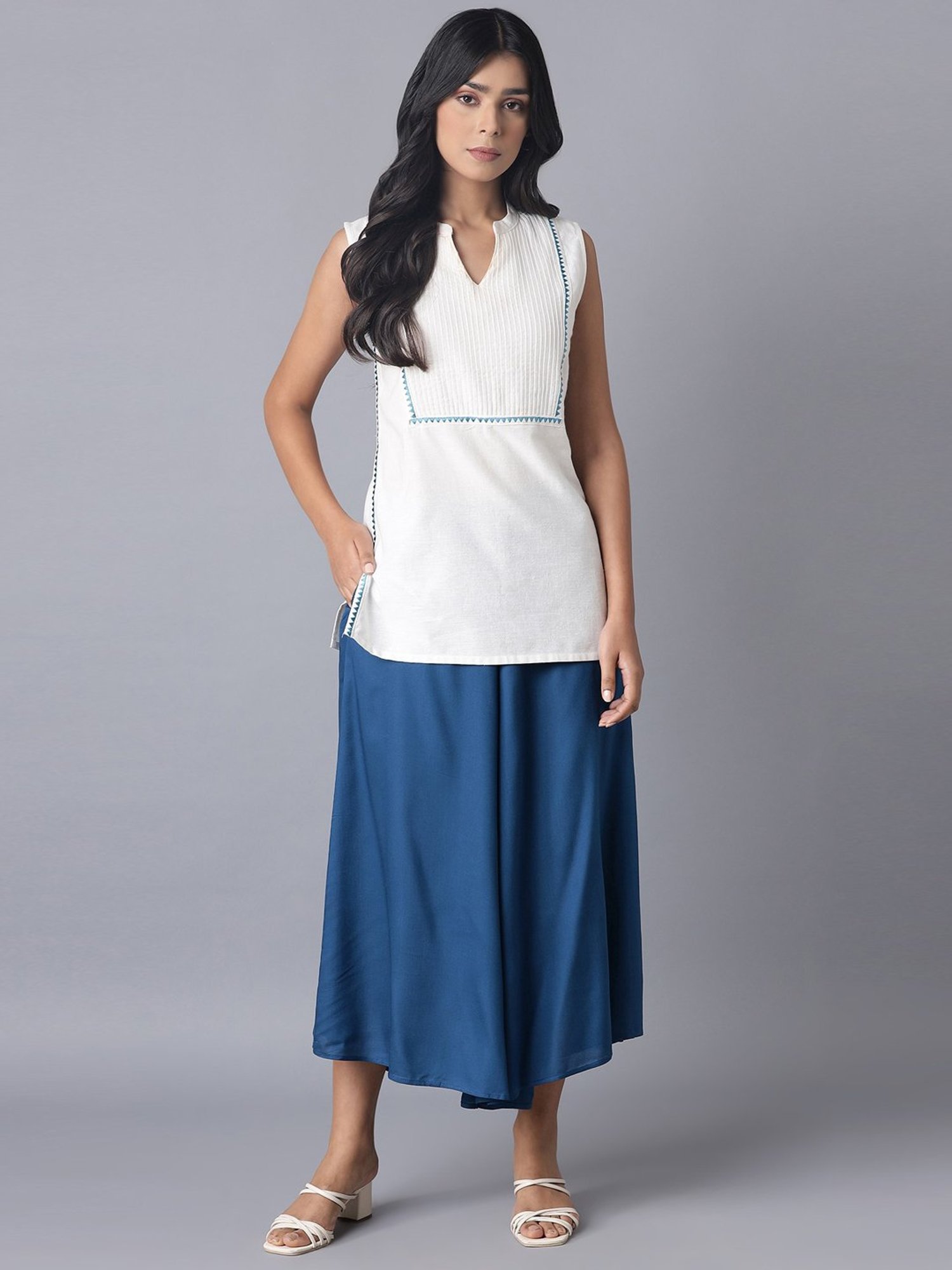 Elleven Blue Plain Palazzos
