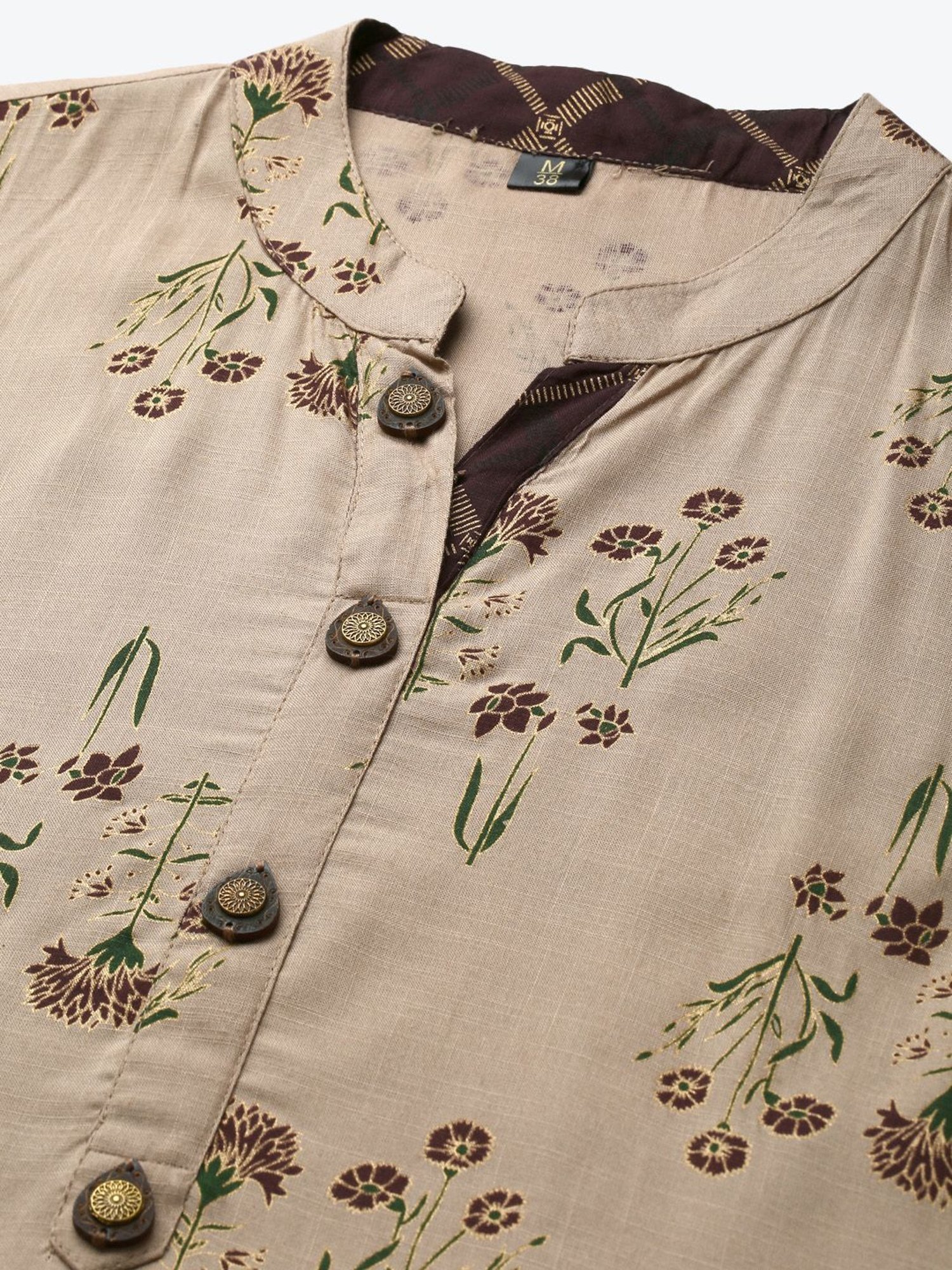 HIGHLIGHT FASHION EXPORT Beige & Brown Floral Print Kurta Pant Set