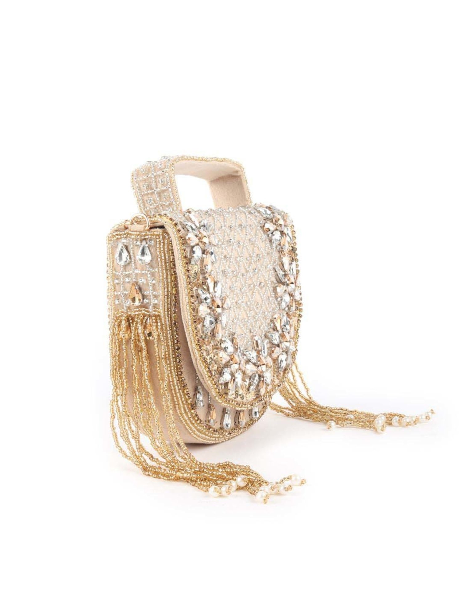 Odette Beige Embellished Handbag